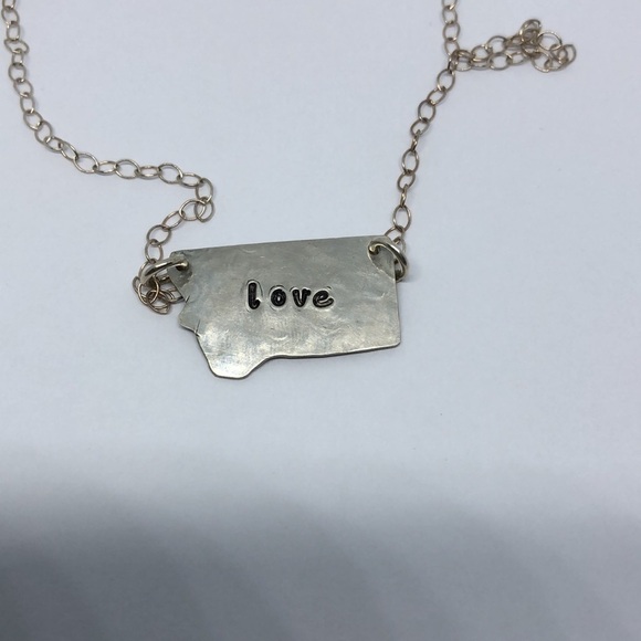 K. Rae Creations sterling silver LOVE Montana shape necklace - Picture 2 of 4